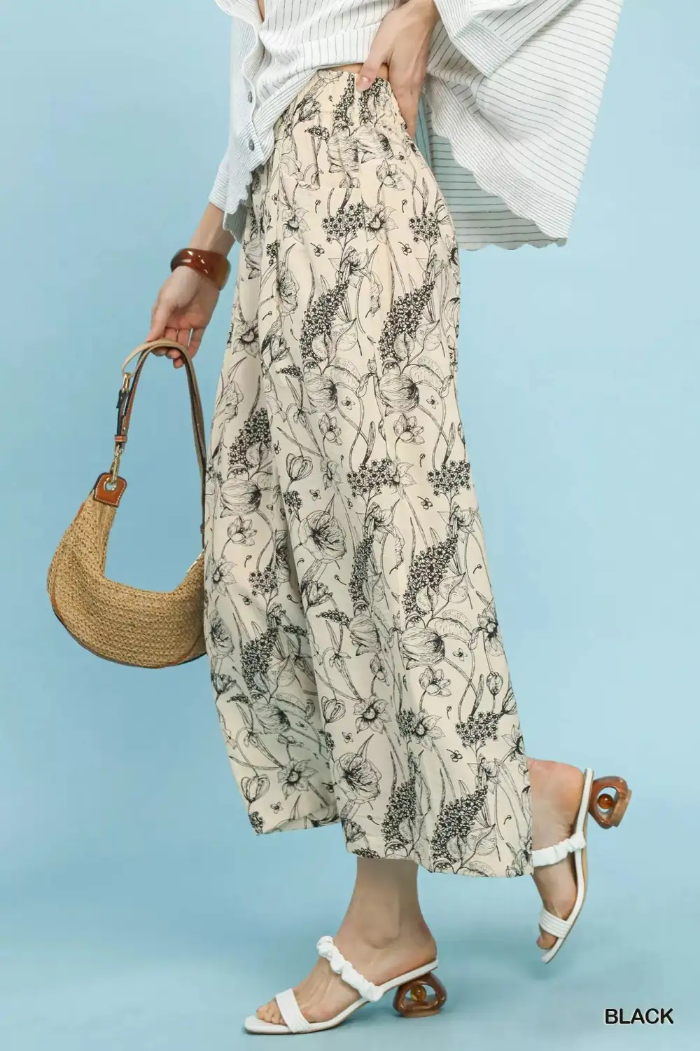 Everyday Two Tone Floral Print Pants