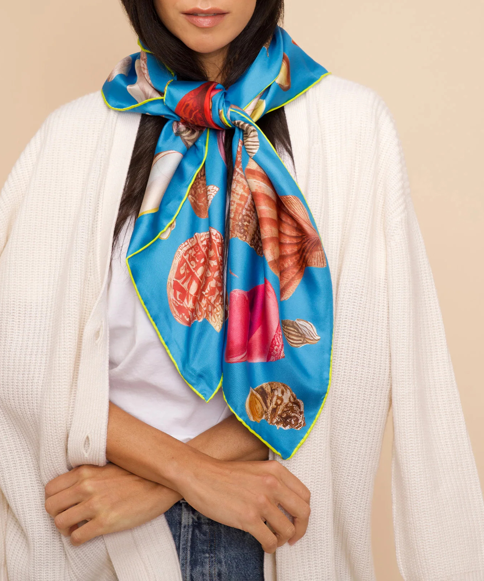 Sea Treasures Casual Style Silk Square Scarf