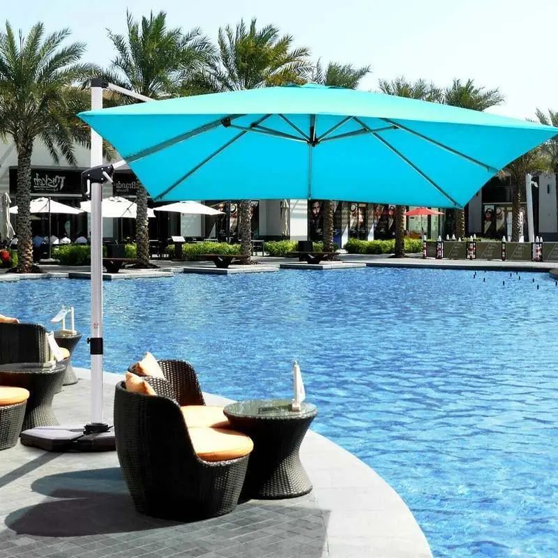 10 Ft Square Offset Patio Cantilever Umbrella with 360 Degree Tilt