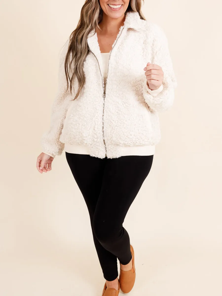 Plush Light Apricot Patchwork Ribbed Jacket