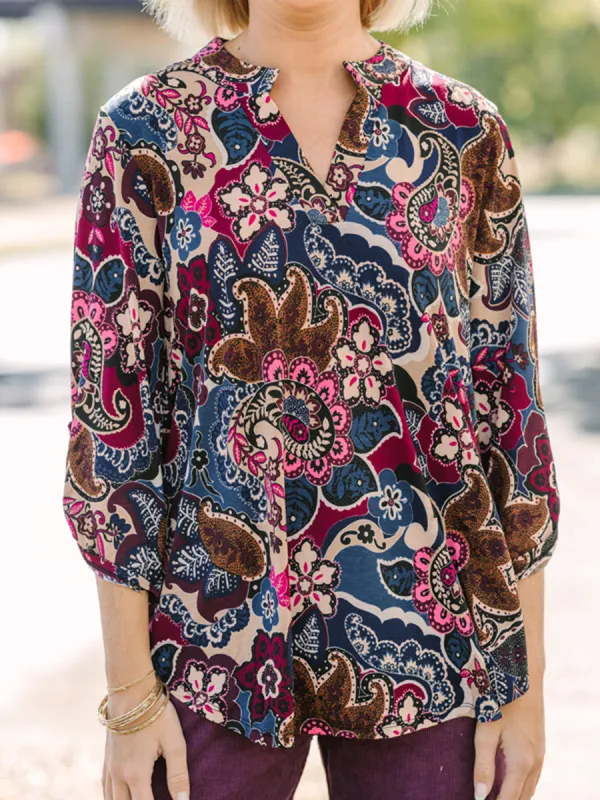 Wine Red Paisley Blouse