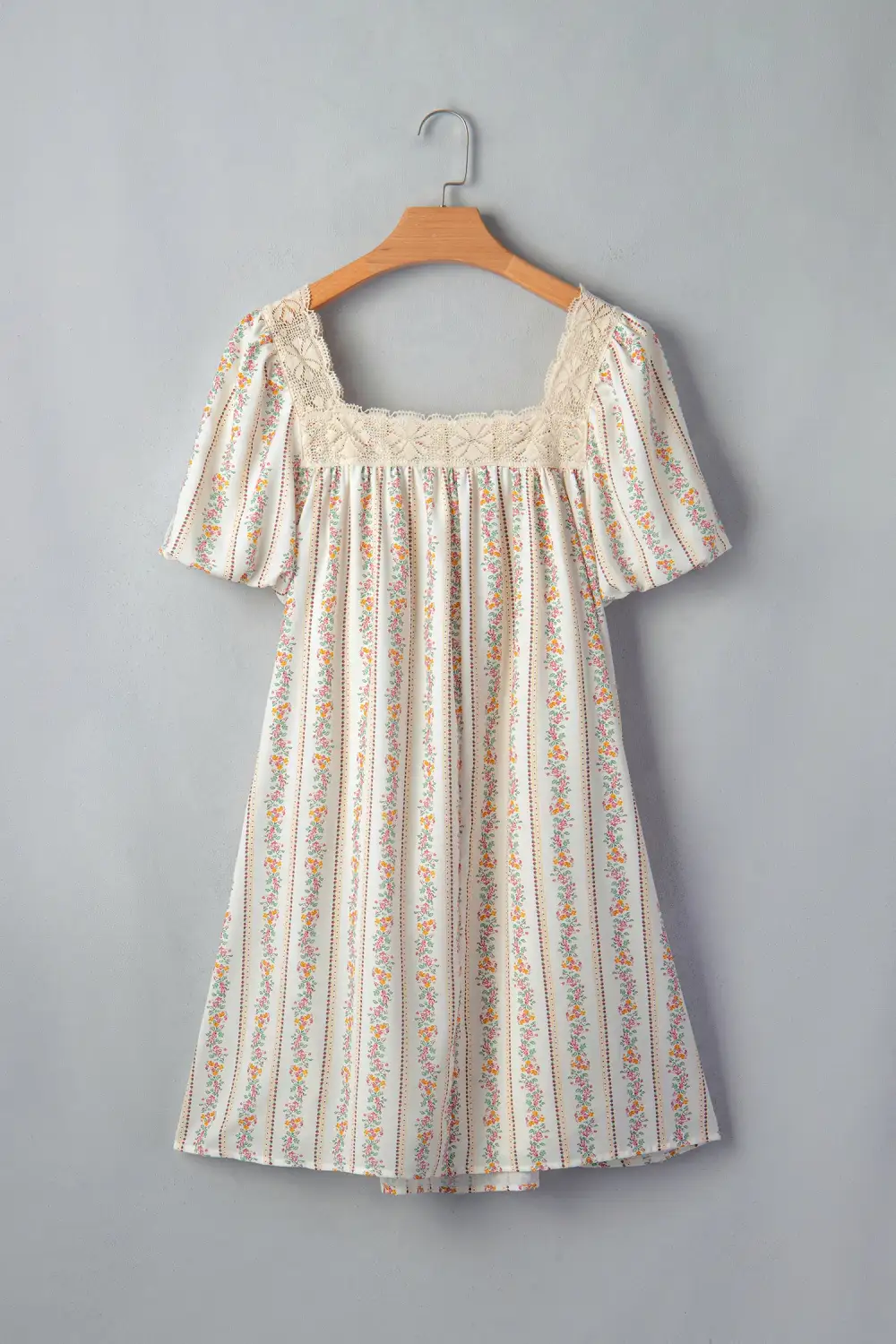 Gathered Detail Floral Printed Ribbed Mini Dress
