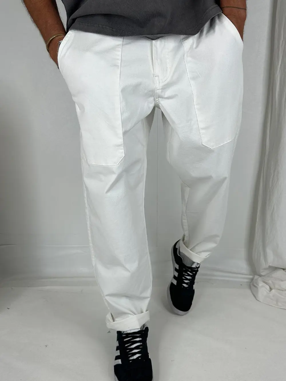 Simple And Soft Daily Slim Cotton White Pant