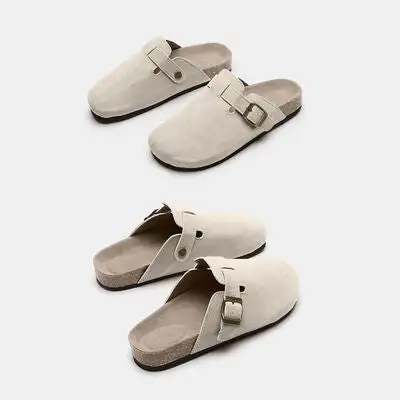 Buckle Suede Slides