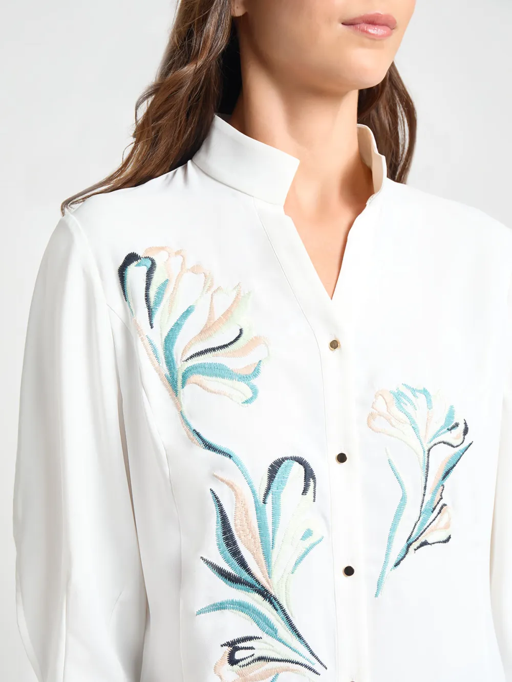 Three Quarter Sleeve Front Printed Shirt