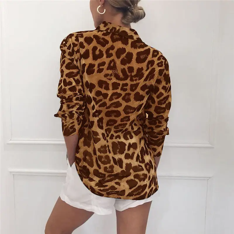 Leopard Print Long Sleeve Blouse