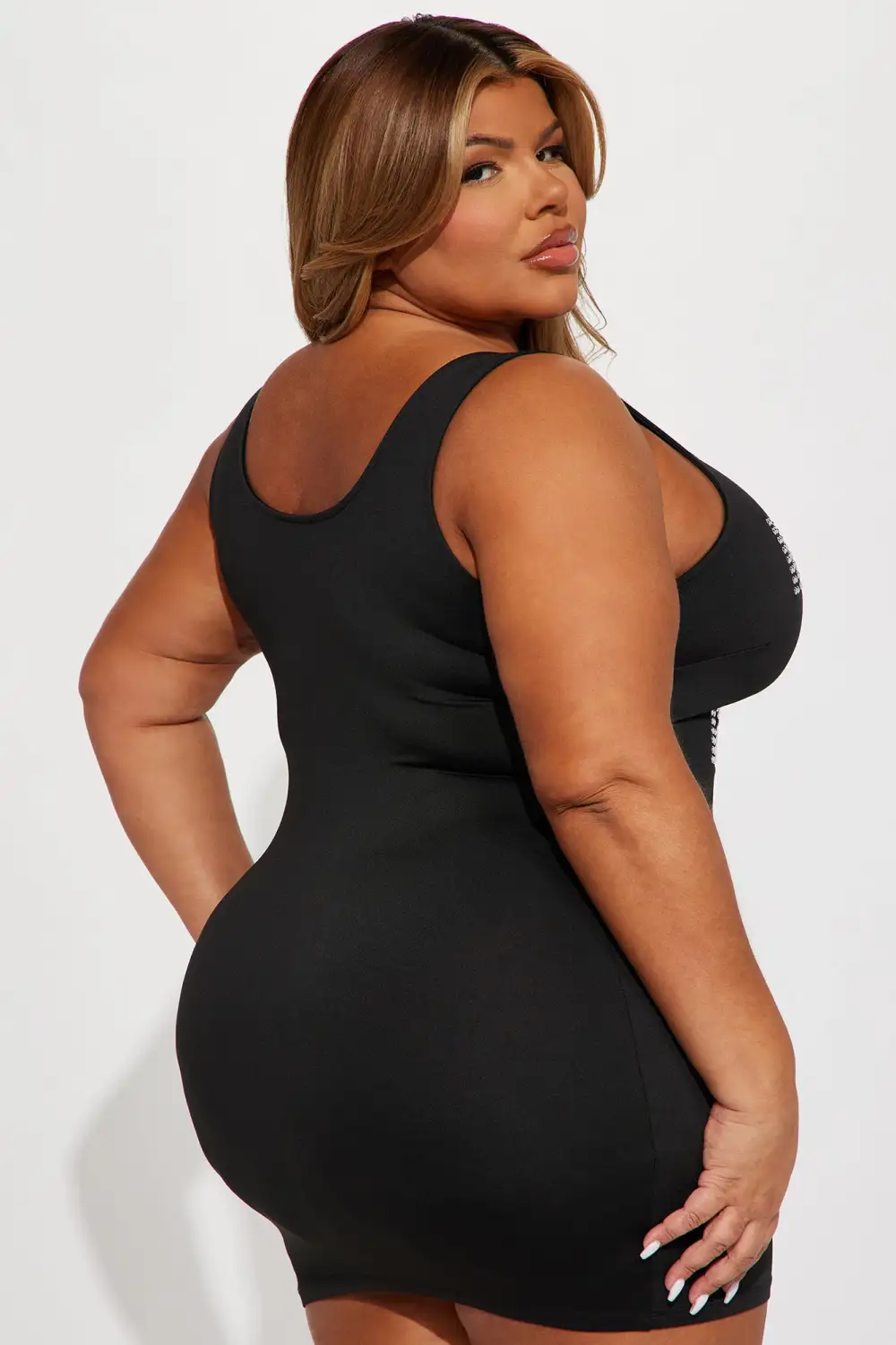 Studded Micro Mini Dress - Black/Silver