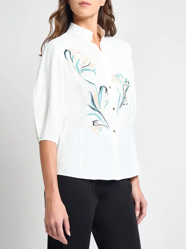 Three Quarter Sleeve Front Printed Shirt