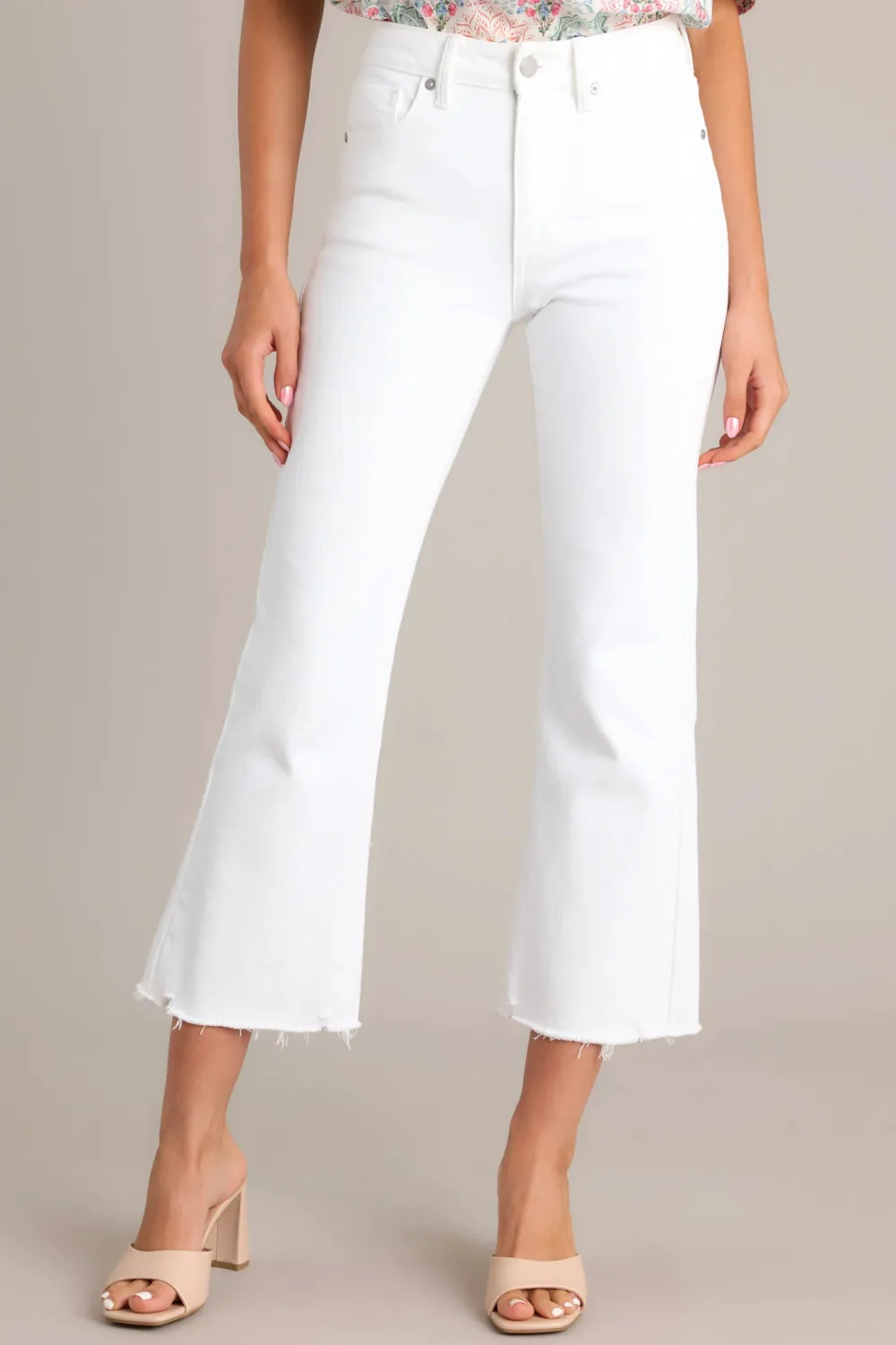 TERRIFIC TIMING WHITE CROPPED FLARE JEANS