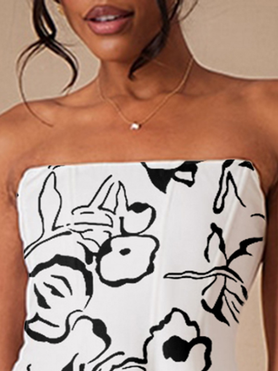 Premium White Woven Boned Bandeau Detail Shift Dress