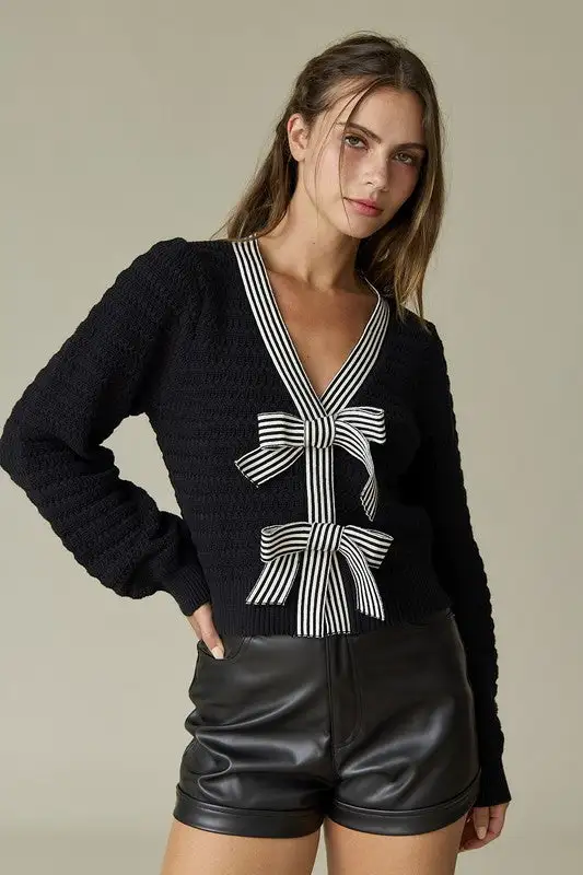 Harper Bow Knit Sweater Top