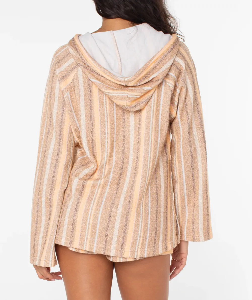Large Pocket Hooded Striped Sweatshirt