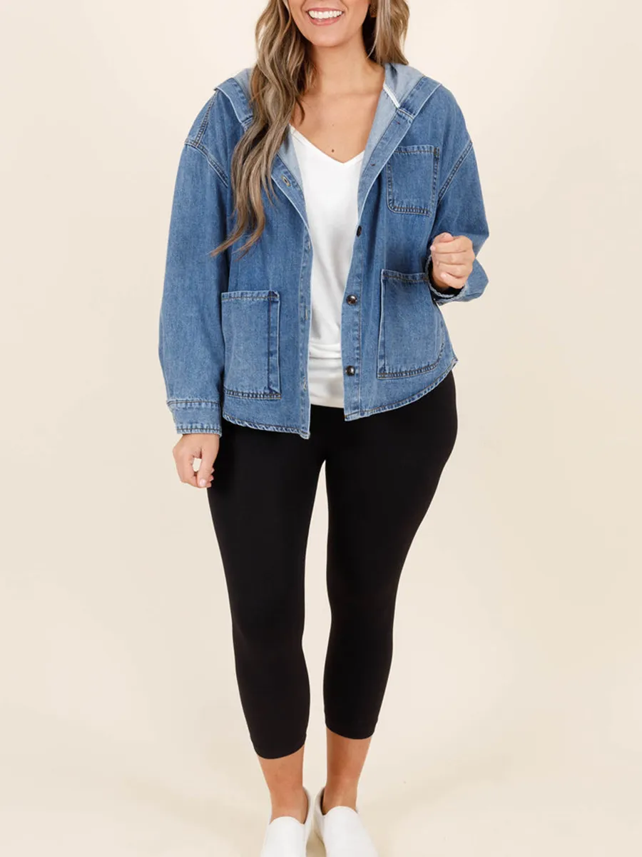 Multi Pocket Hooded Denim Jacket