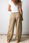 Leopard Star Drawstring Elastic Waist Pants