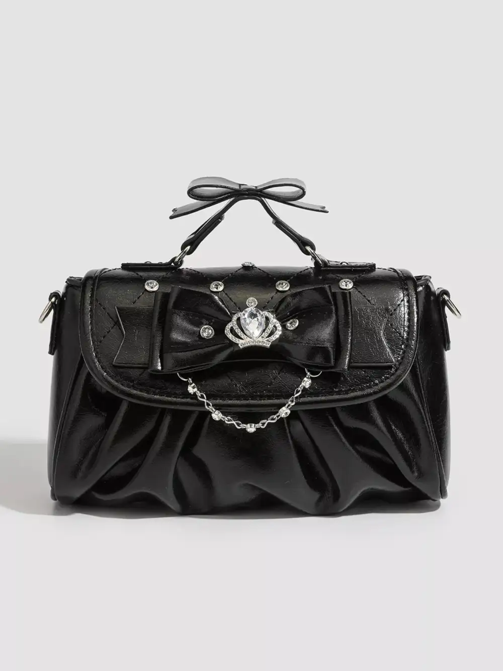 Ruched Bow Crossbody Bag