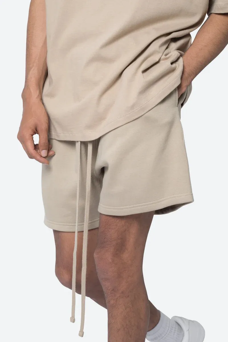 KHAKI ELASTIC WAIST CASUAL SHORTS