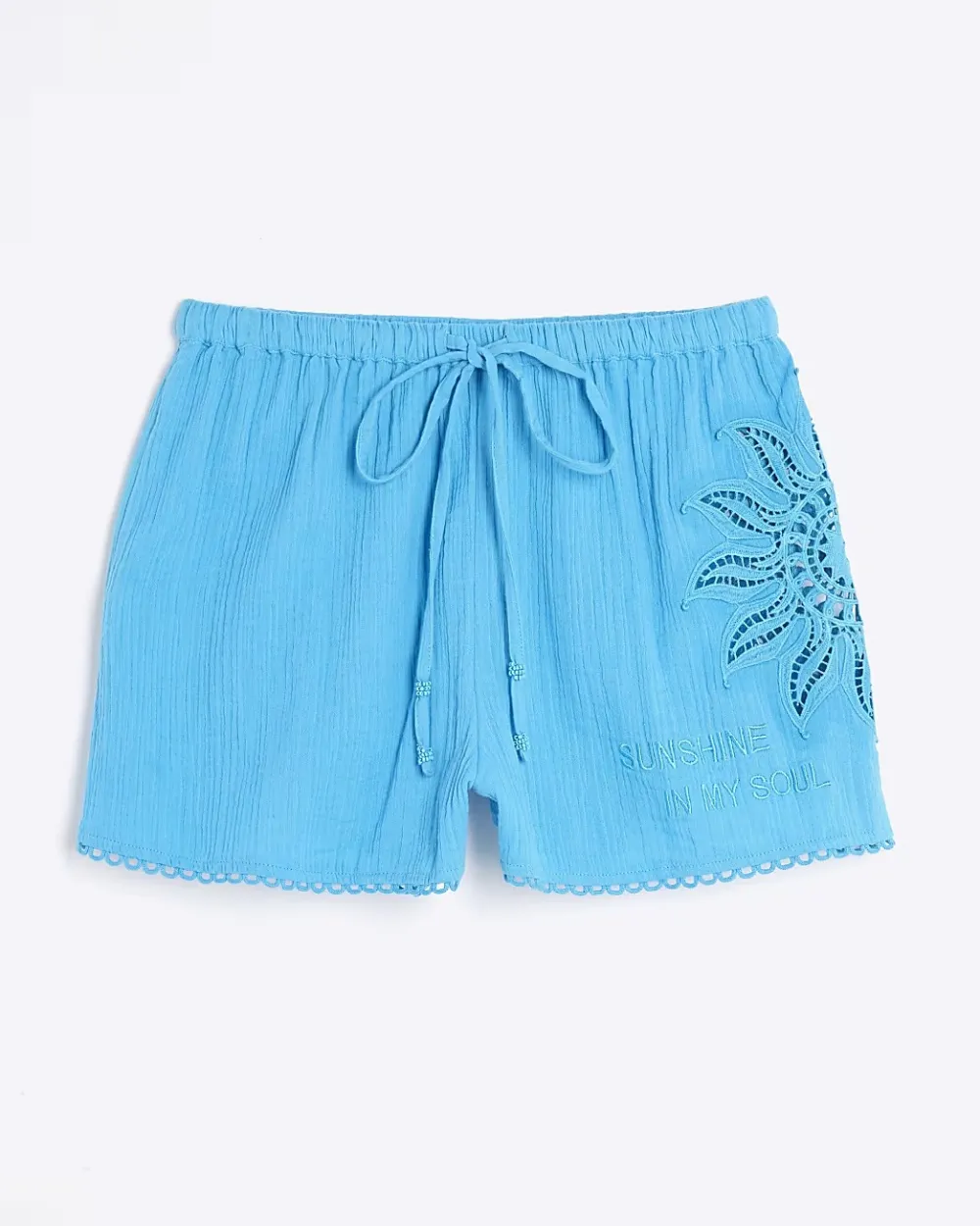Blue Women's Casual Elastic Waist Shorts