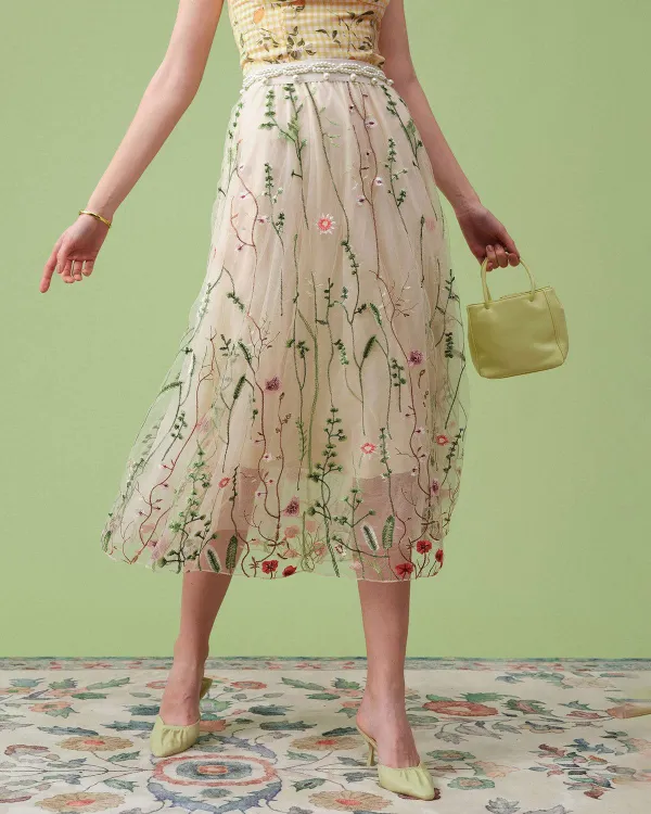 Featuring Floral Embroidery Skirt