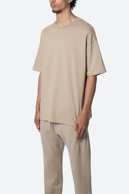 KHAKI OVERSIZED CREW-NECK T-SHIRT