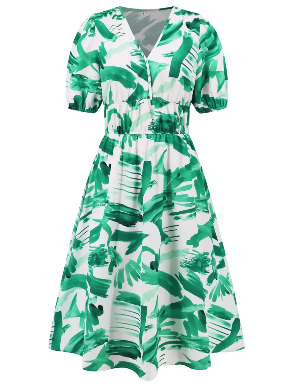 Boho Chic  Ruched Printed Surplice Short Sleeve Dress