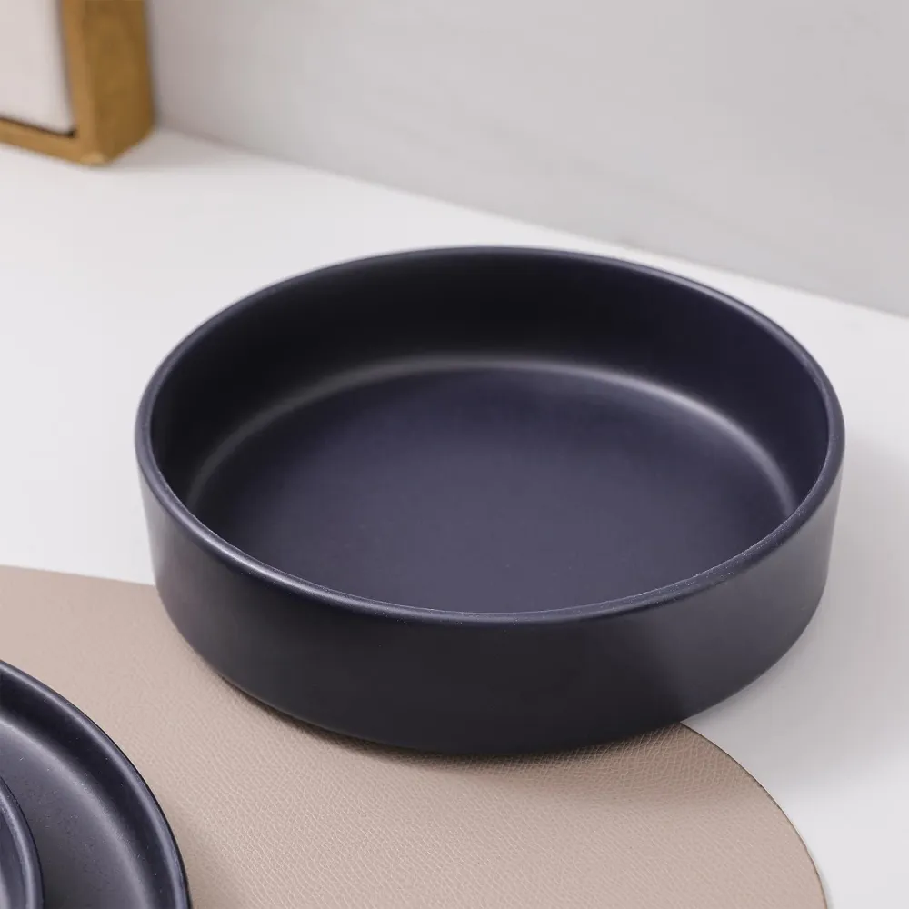 Stone Lain Coupe Dinnerware Set, Service For 8, Black Matte