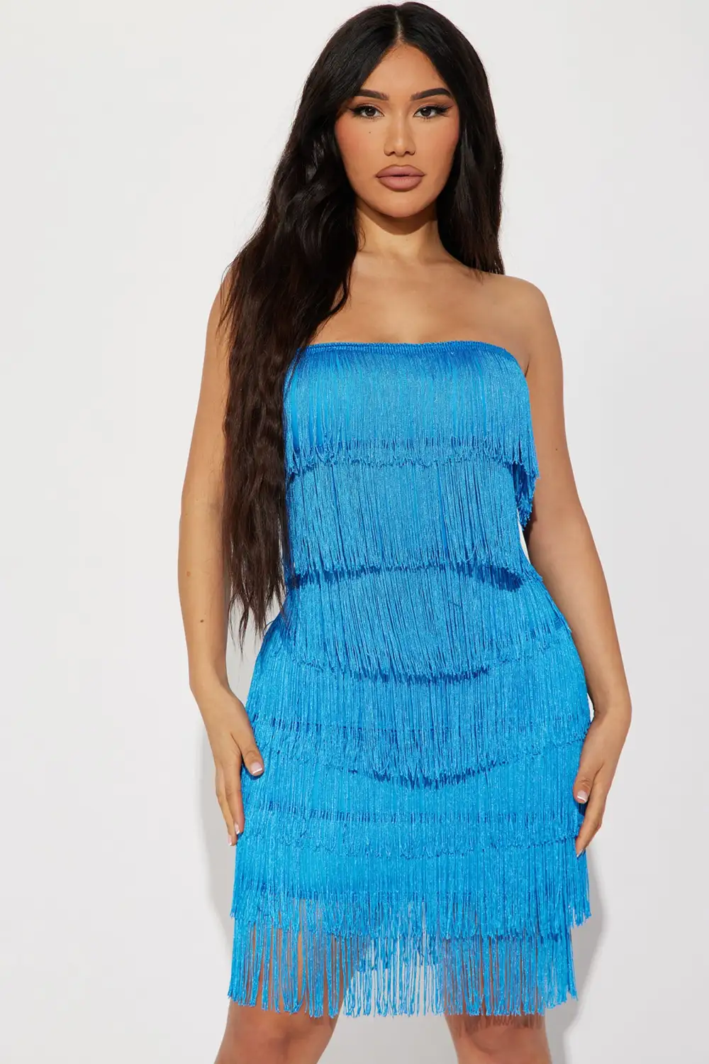 Jordyn Fringe Mini Dress - Blue