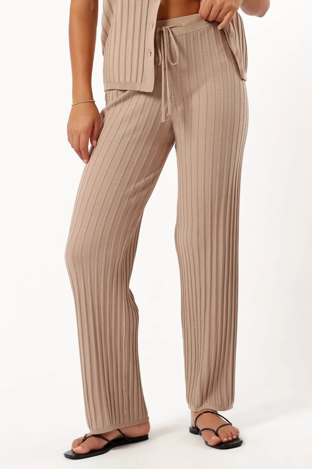 TIBI RIBBED PANT - BEIGE