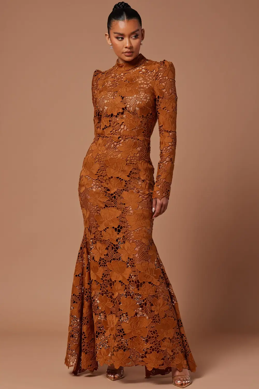 Nikka Lace Gown - Cognac