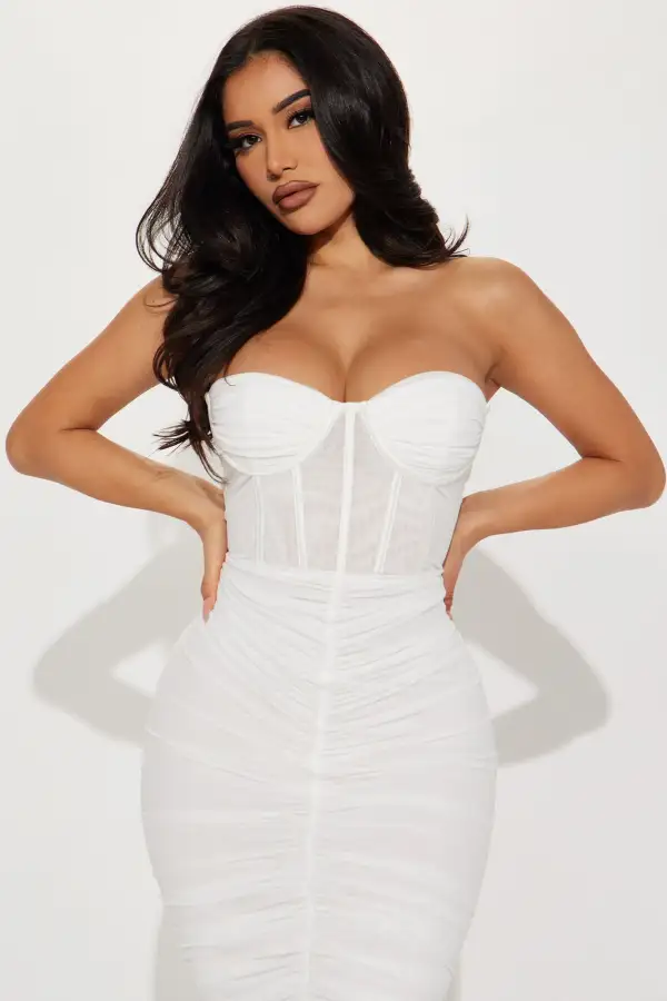 In Your World Mesh Midi Dress - White