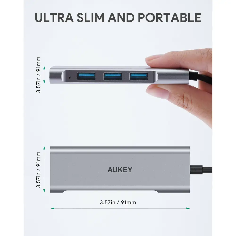 AUKEY CB-C94 4-Port USB C Hub Aluminum Alloy with 4 USB 3.0 Ports