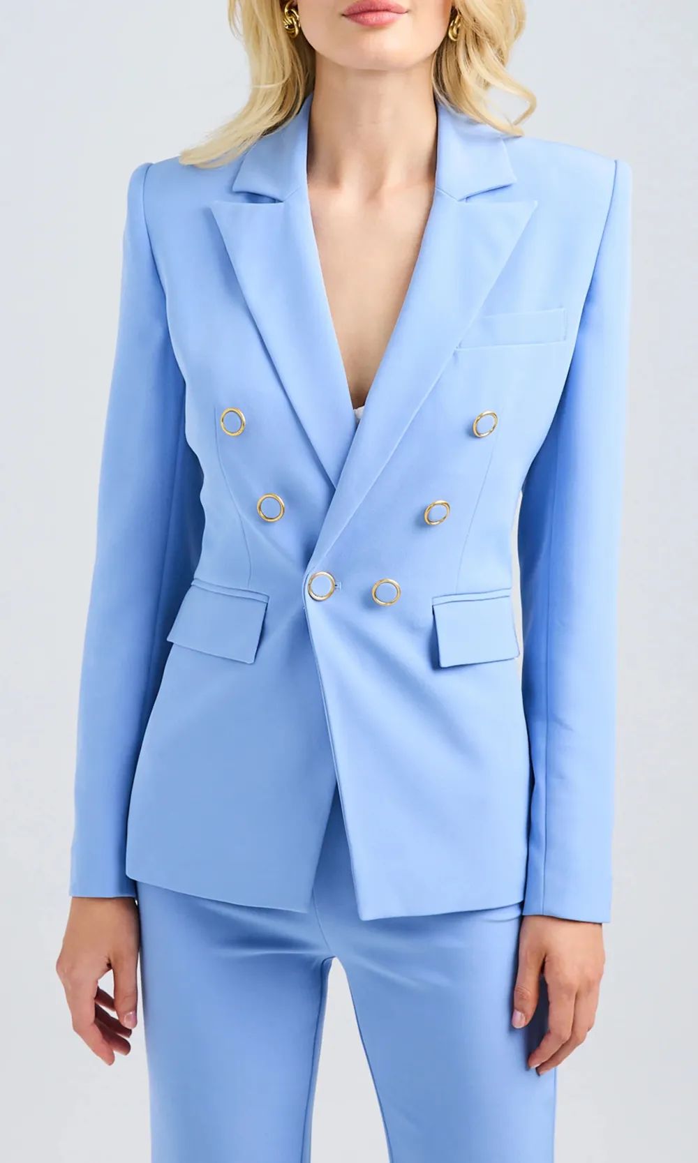 Light Blue Crepe Blazer