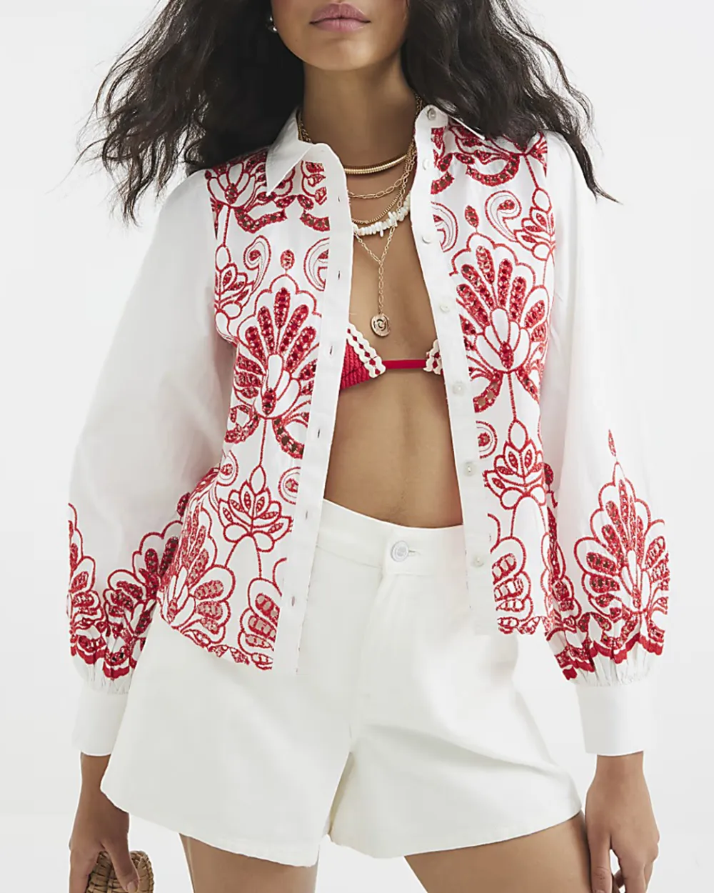 Cotton Artistic Floral Long Sleeve Shirts