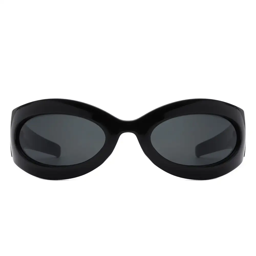 Patterned Oval Round Frame Sunglasses