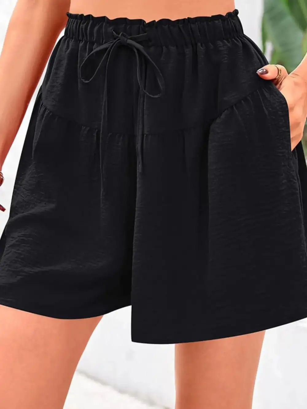 Full Size Casual Drawstring High Waist Relaxed Shorts