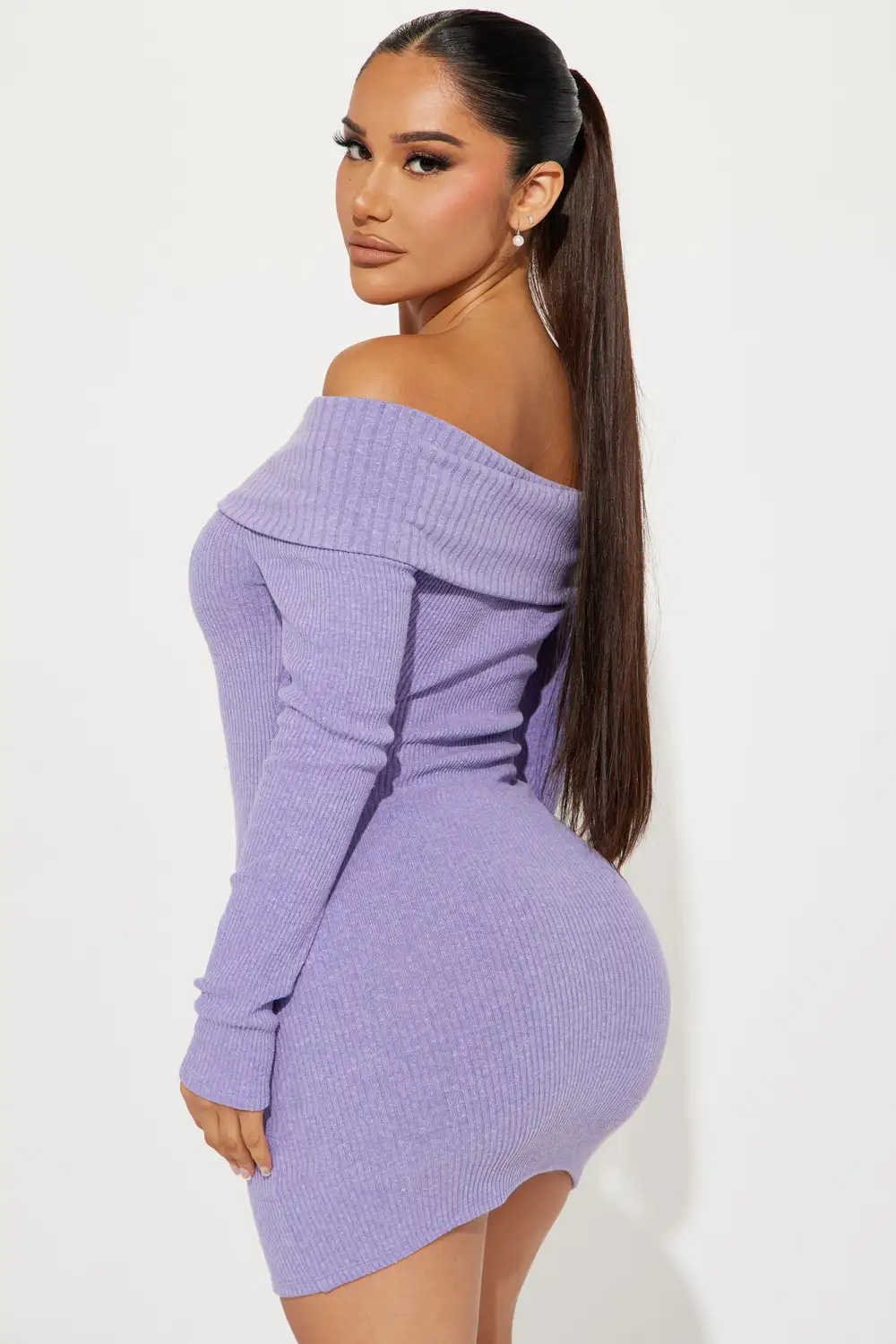 Ellie Sweater Mini Dress - Lavender
