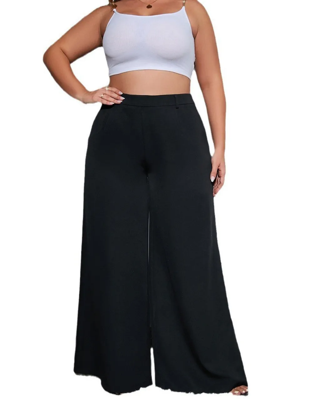 Plus Size Women Floor Length Suit Trousers