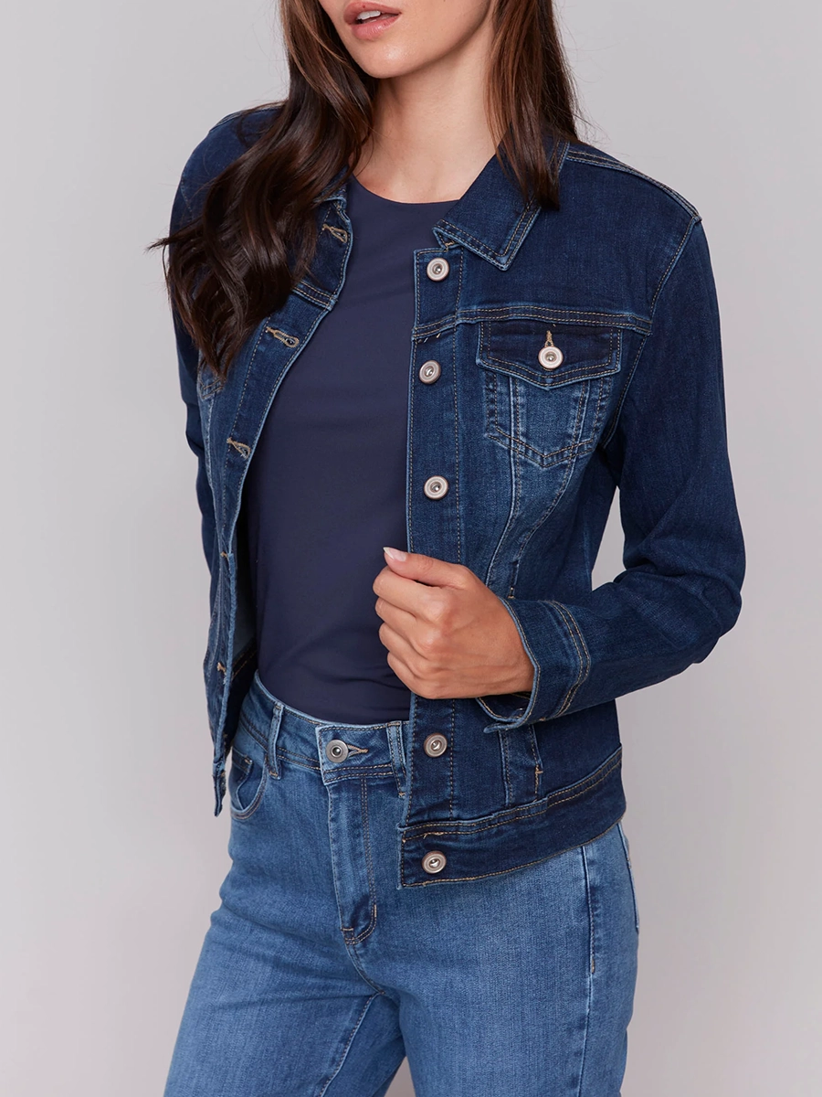 Trendy Stiff Cotton Denim Jacket