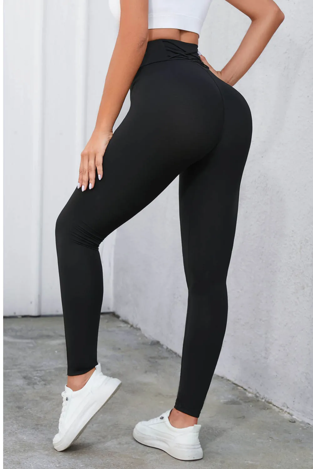 Black Criss Cross Tummy Control High Waist Leggings