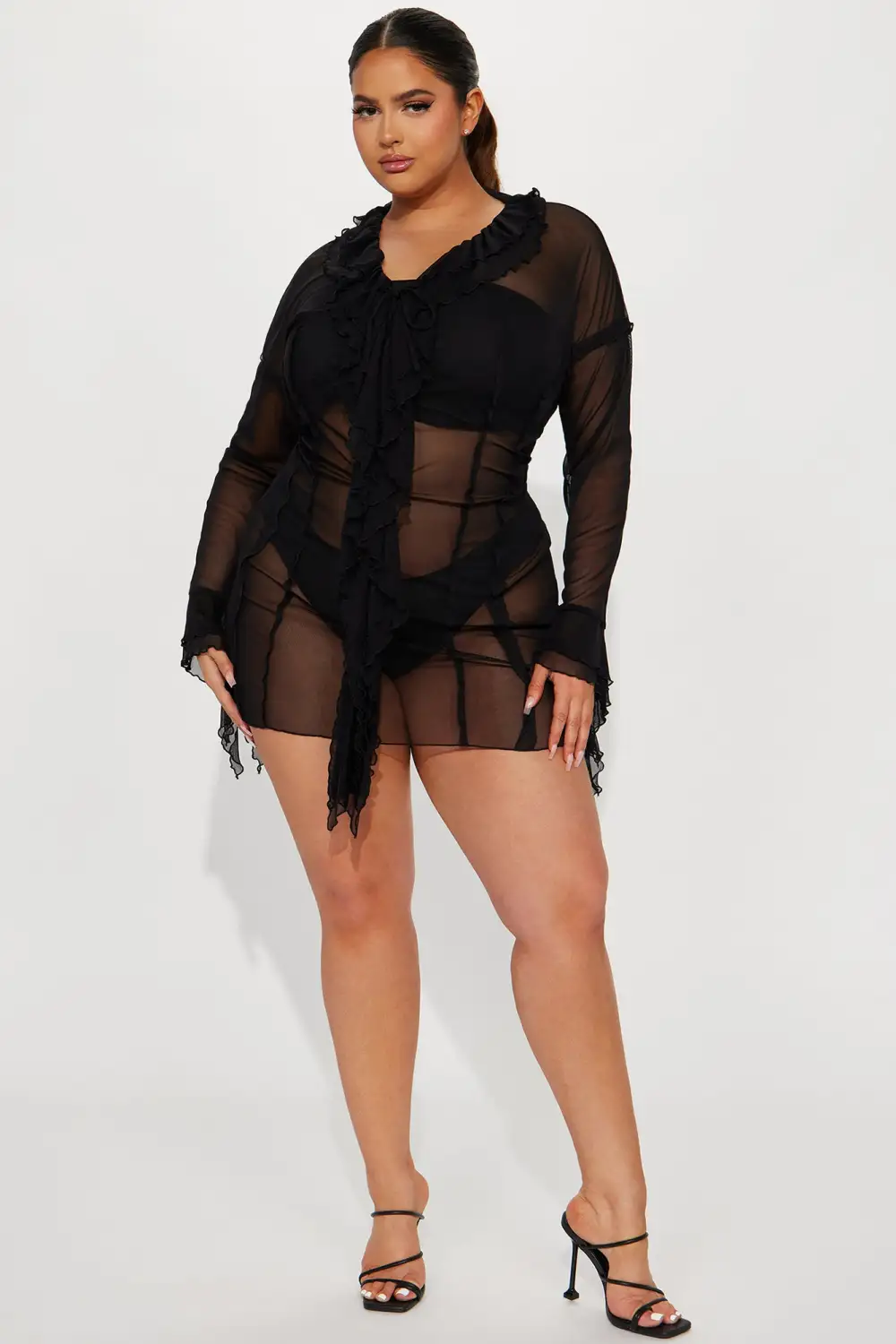 Leena Mesh Mini Dress - Black