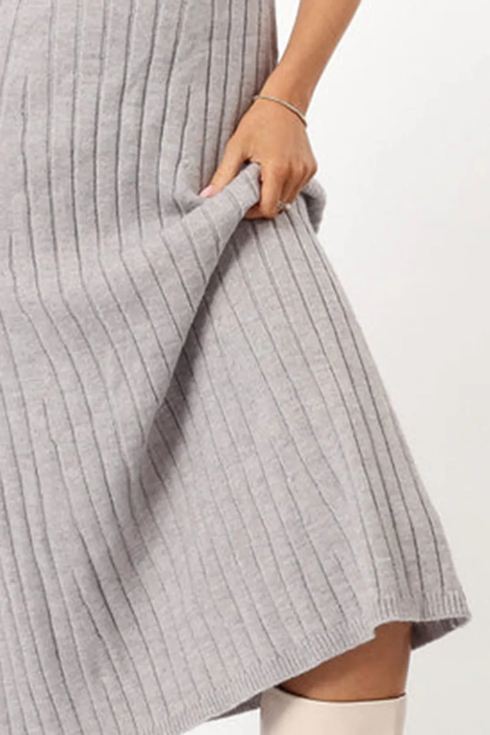 KELLIE KNIT MIDI DRESS - GREY