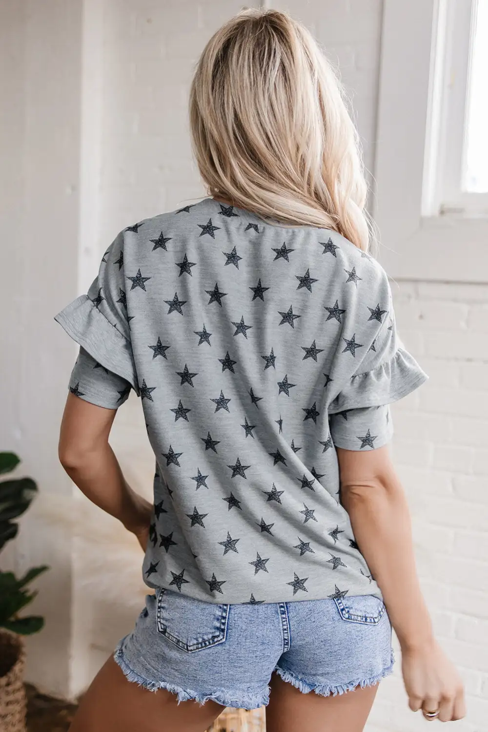 Star Print Tiered Ruffled Tee