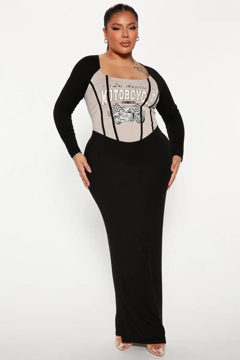 Motor Speed Midi Dress - Taupe/combo