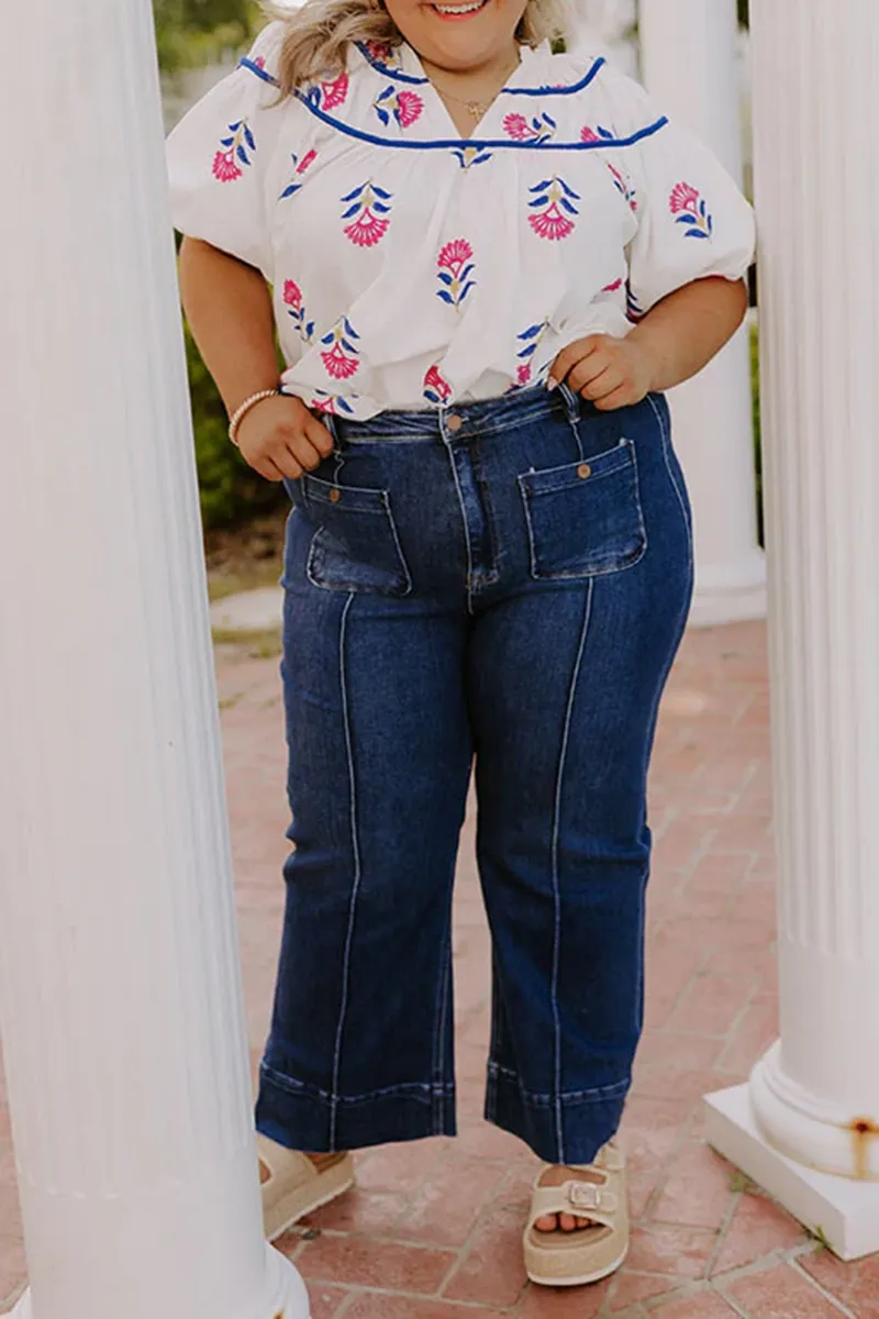 High Waist Vintage Distressed Cropped Jeans
