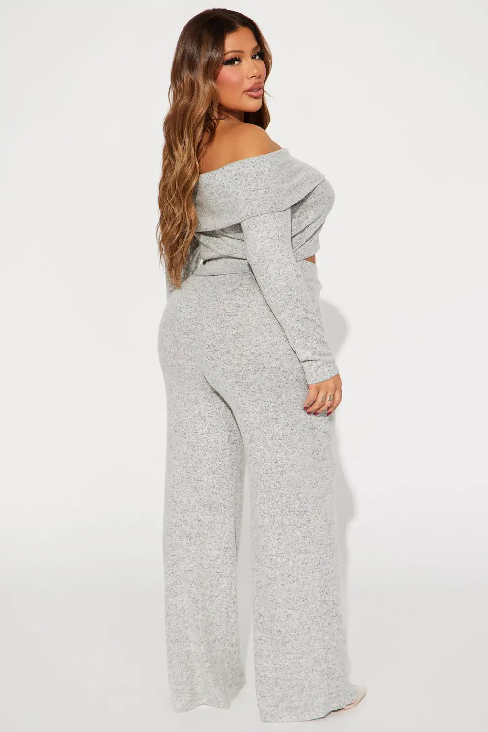 Jamie Brushed Knit Pant Set - Heather Grey