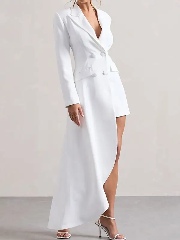 Asymmetric Buttoned Long Maxi Dress