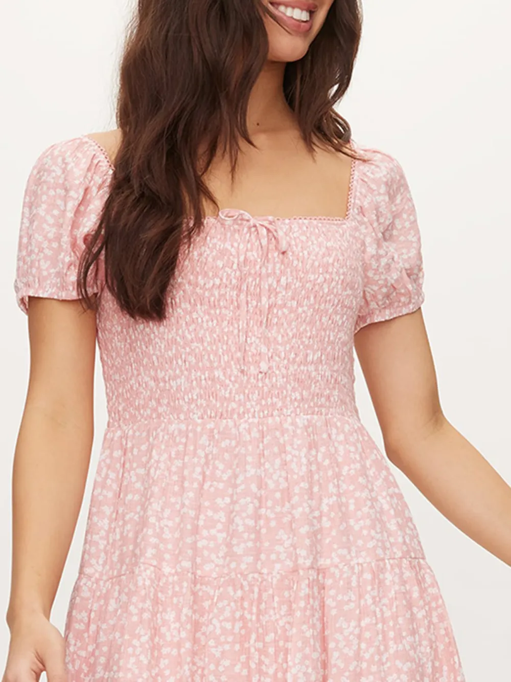 Puff Sleeve Pink Mini Dress