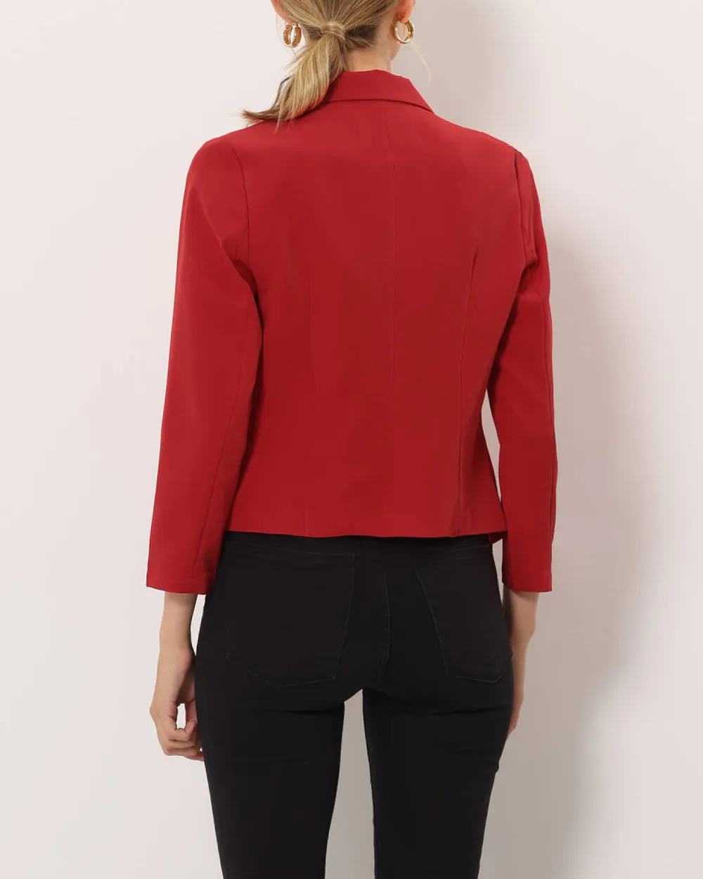 Open Front Crop Suit Blazer Jacket