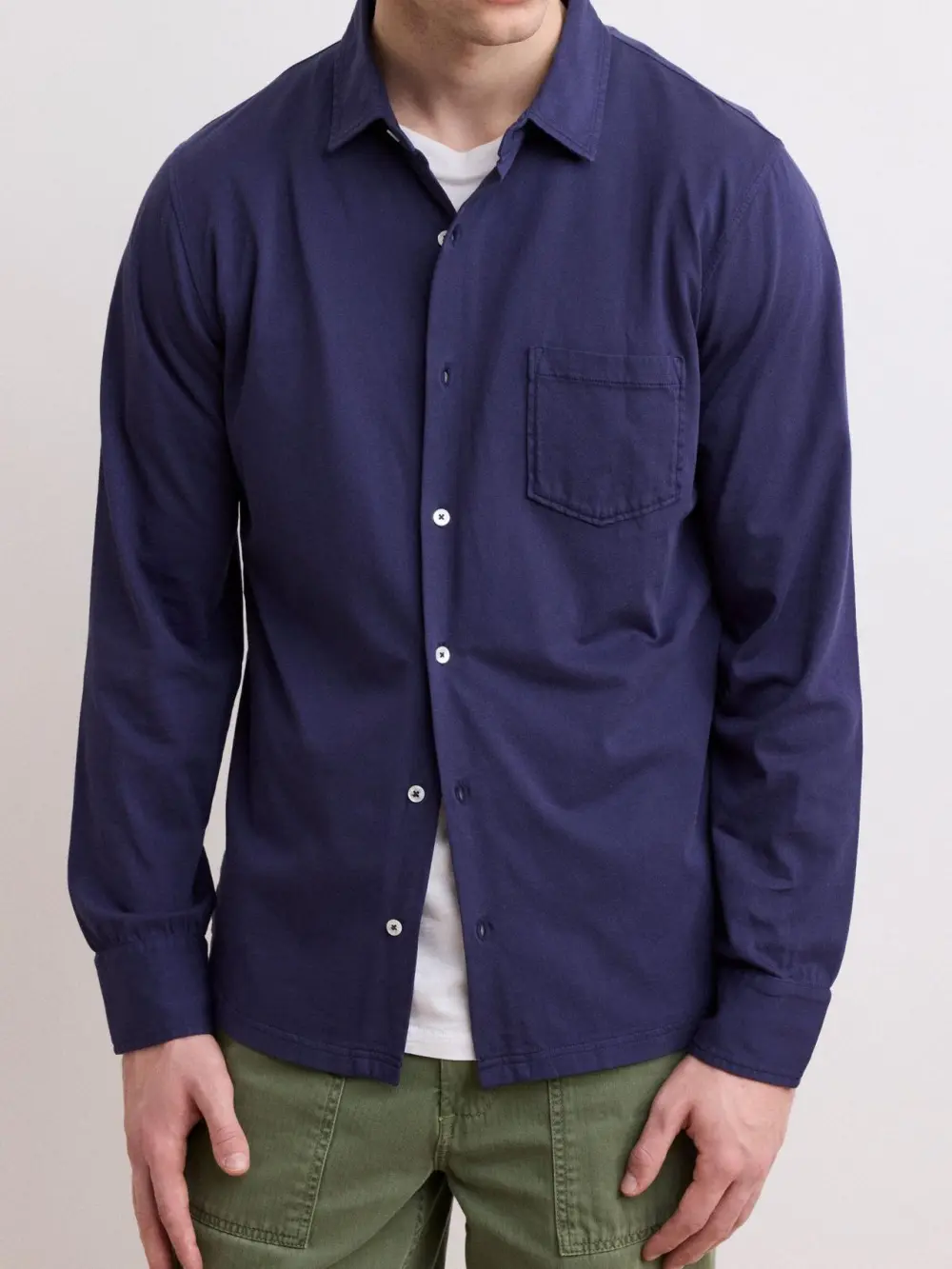 Casual Soft And Comfortable Simple Deep Blue Shirt