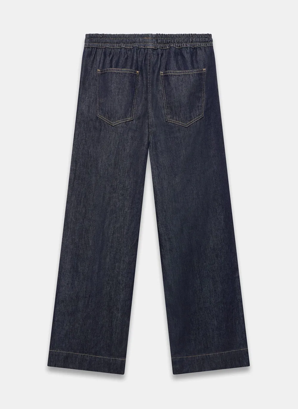 Casual Style Navy Waist Wide Jeans
