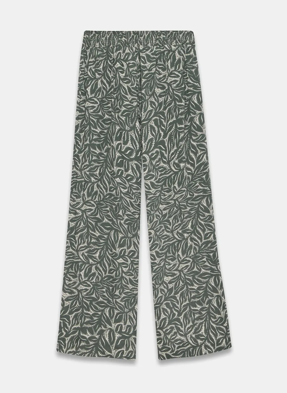 Casual Style Green Leaf Print Wide Trousers